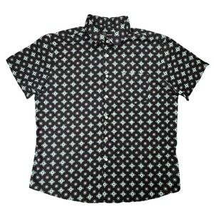 Original Use Mens Short Sleeve Shirt XL Cotton Geometric Medallion Casual Black